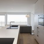 apartment kitchen with hanex solid surface countertops