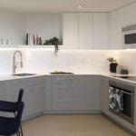 kitchen with meganite solid surface countertops