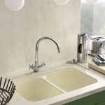 mid century modern Corian double sink